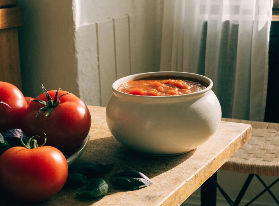 Hjemmelaget tomatsaus med ferske tomater
