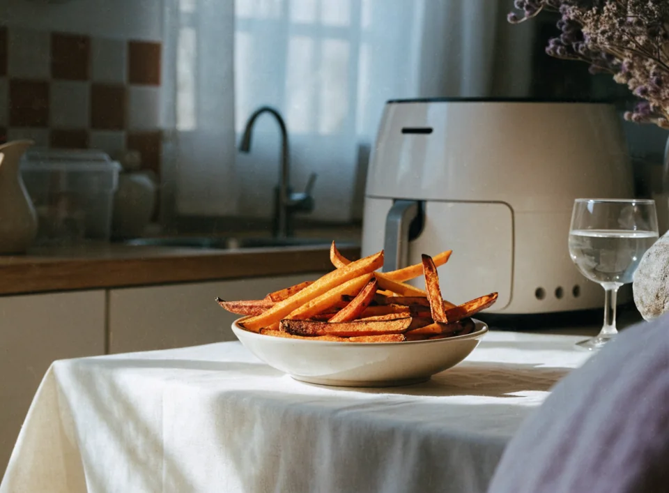 Søtpotetfries i airfryer: fremgangsmåte og steketid